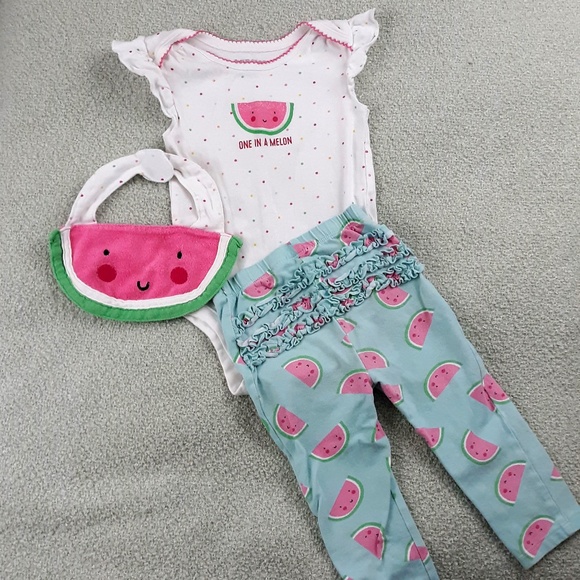 Bundles Other - "One in a Melon" Watermelon Outfit, 9-12 month